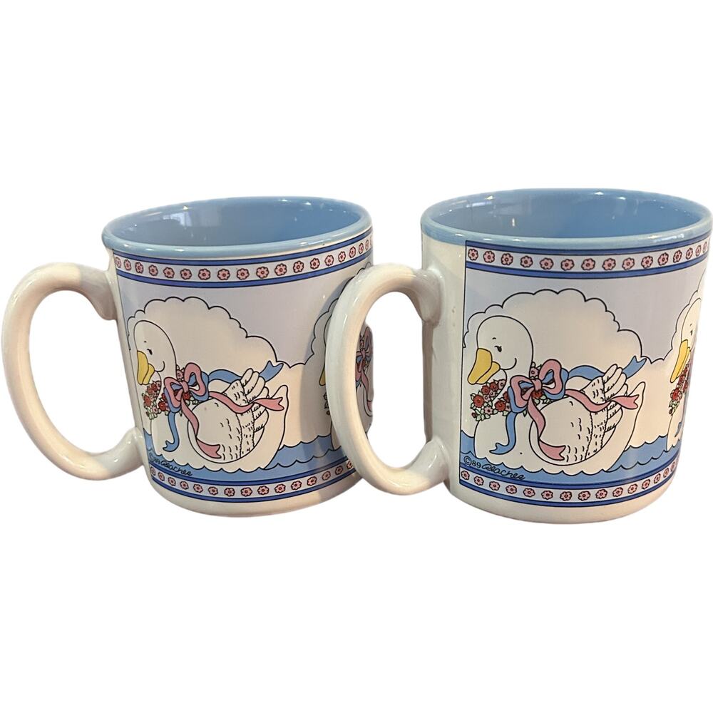 Vintage Goose Mug Peaches 1989 Licensed by FIB - Set of 2!